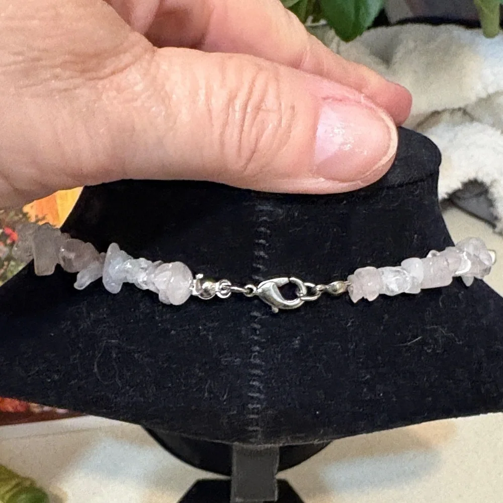 Vintage Soft Pink Rose Quartz, faceted Crystal beads necklace